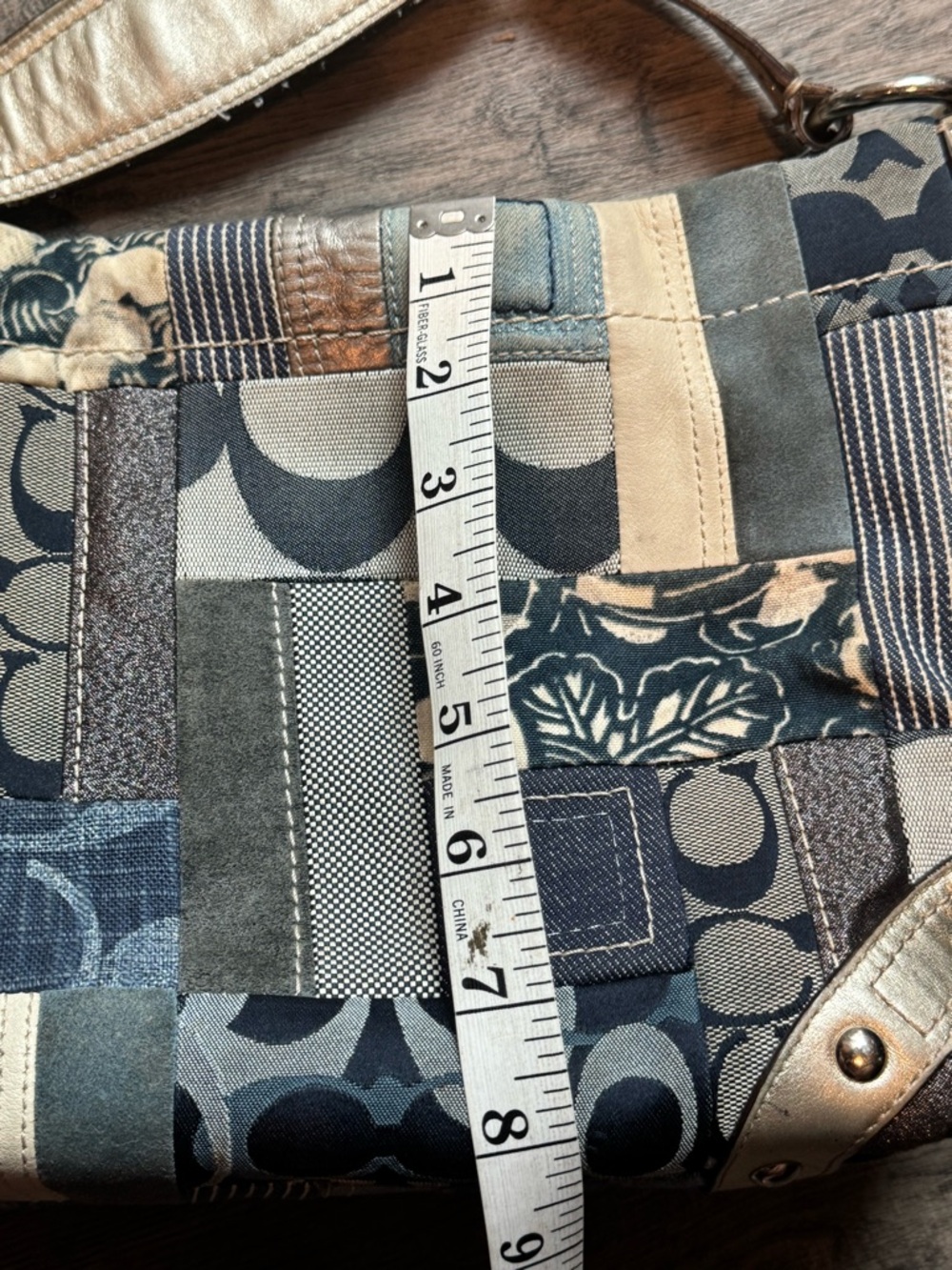 Coach Rare Y2K Denim Patchwork Hobo Purse Shoulder Bag F13720 - Picture 12 of 16